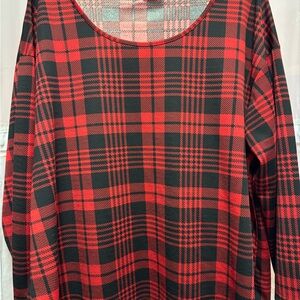 BloomChic Red and Black Plaid Long Sleeve Top